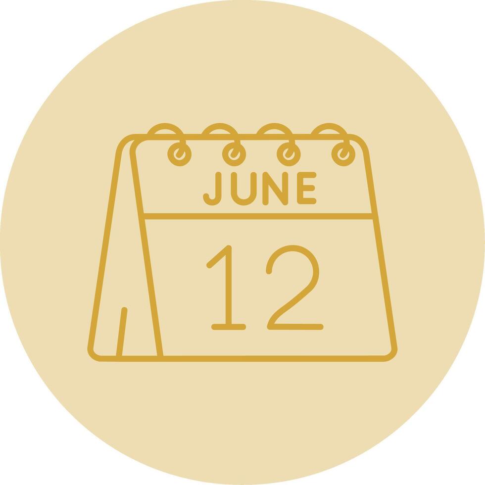 12e van juni lijn geel cirkel icoon vector