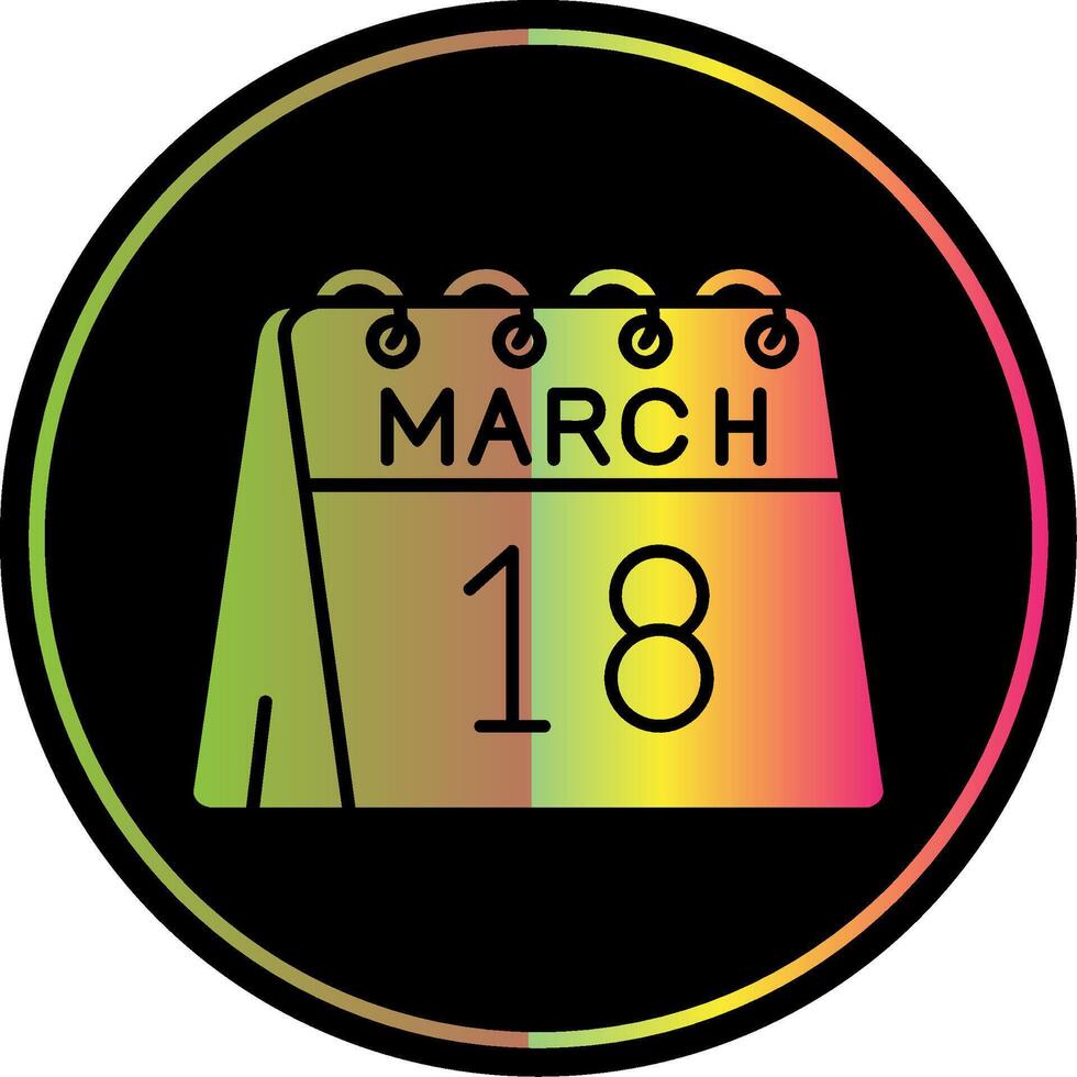 18e van maart glyph ten gevolge kleur icoon vector