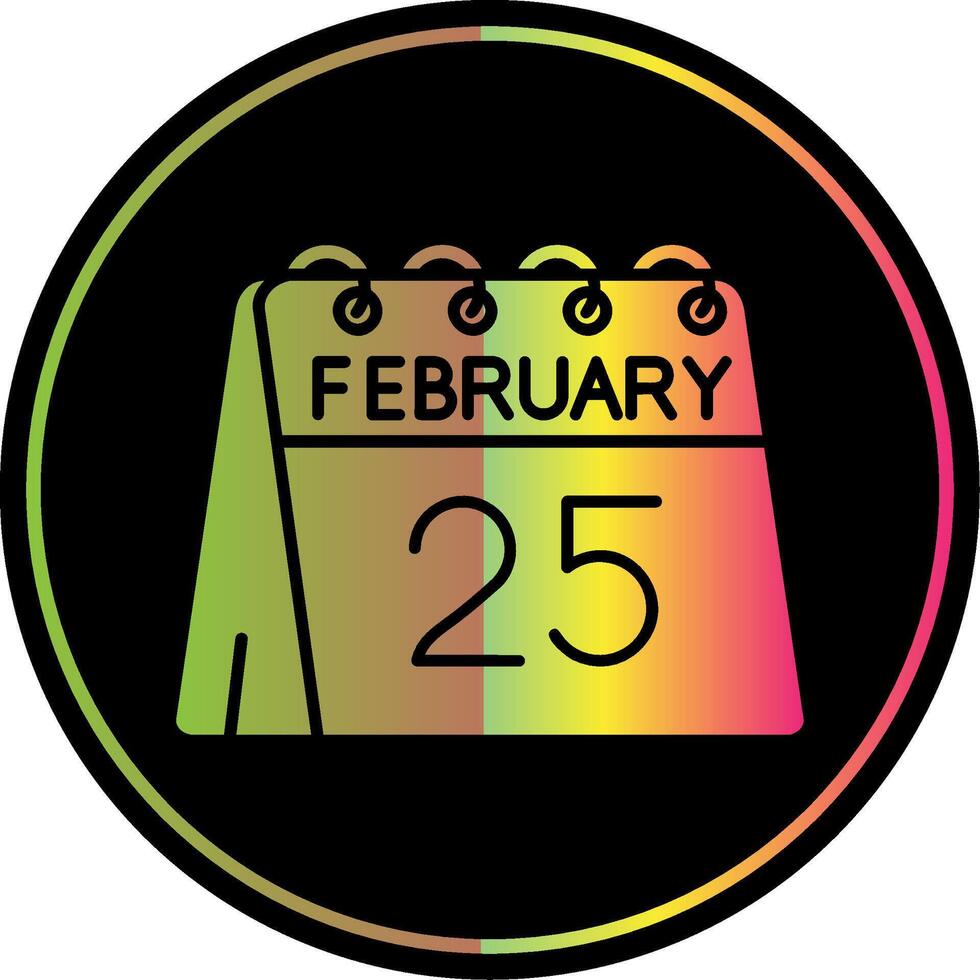 25e van februari glyph ten gevolge kleur icoon vector