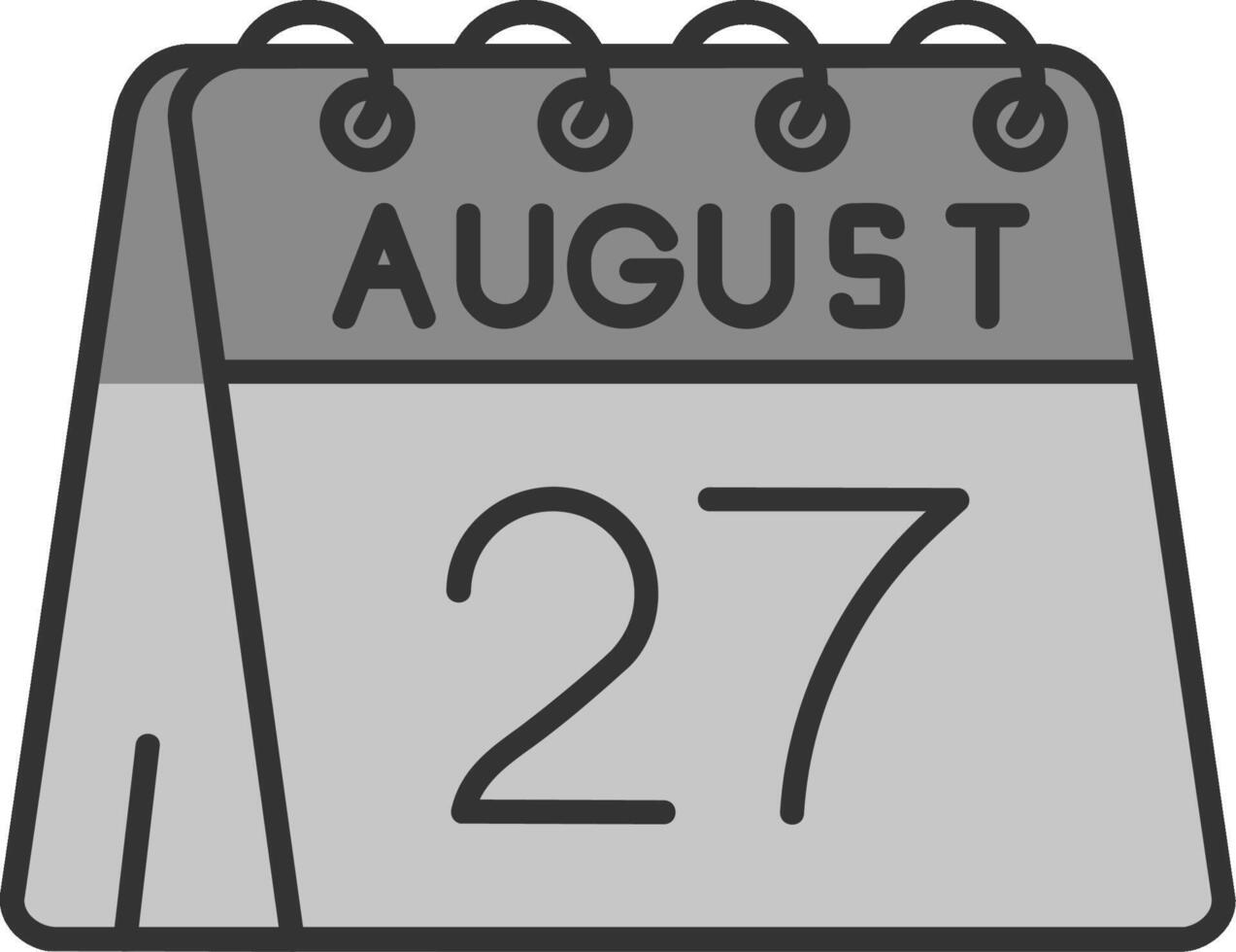 27e van augustus lijn gevulde grijswaarden icoon vector