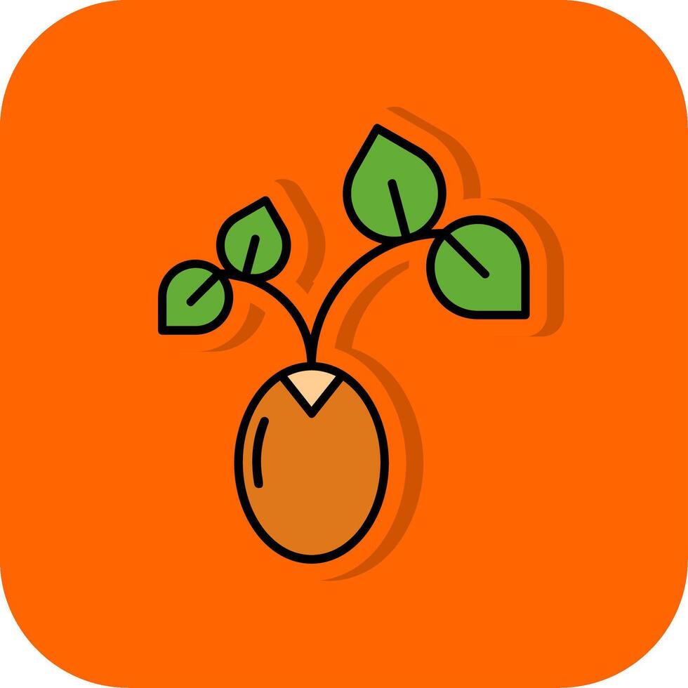 spruit gevulde oranje achtergrond icoon vector