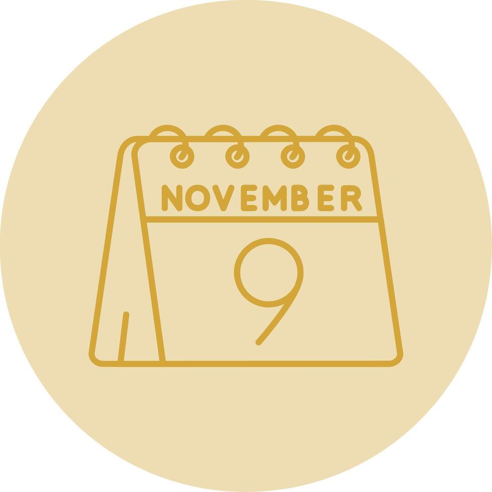 9e van november lijn geel cirkel icoon vector