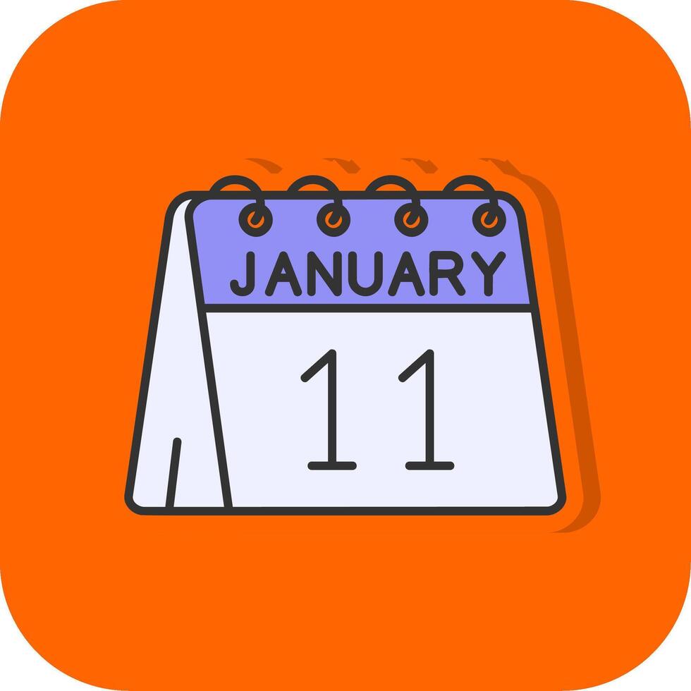 11e van januari gevulde oranje achtergrond icoon vector