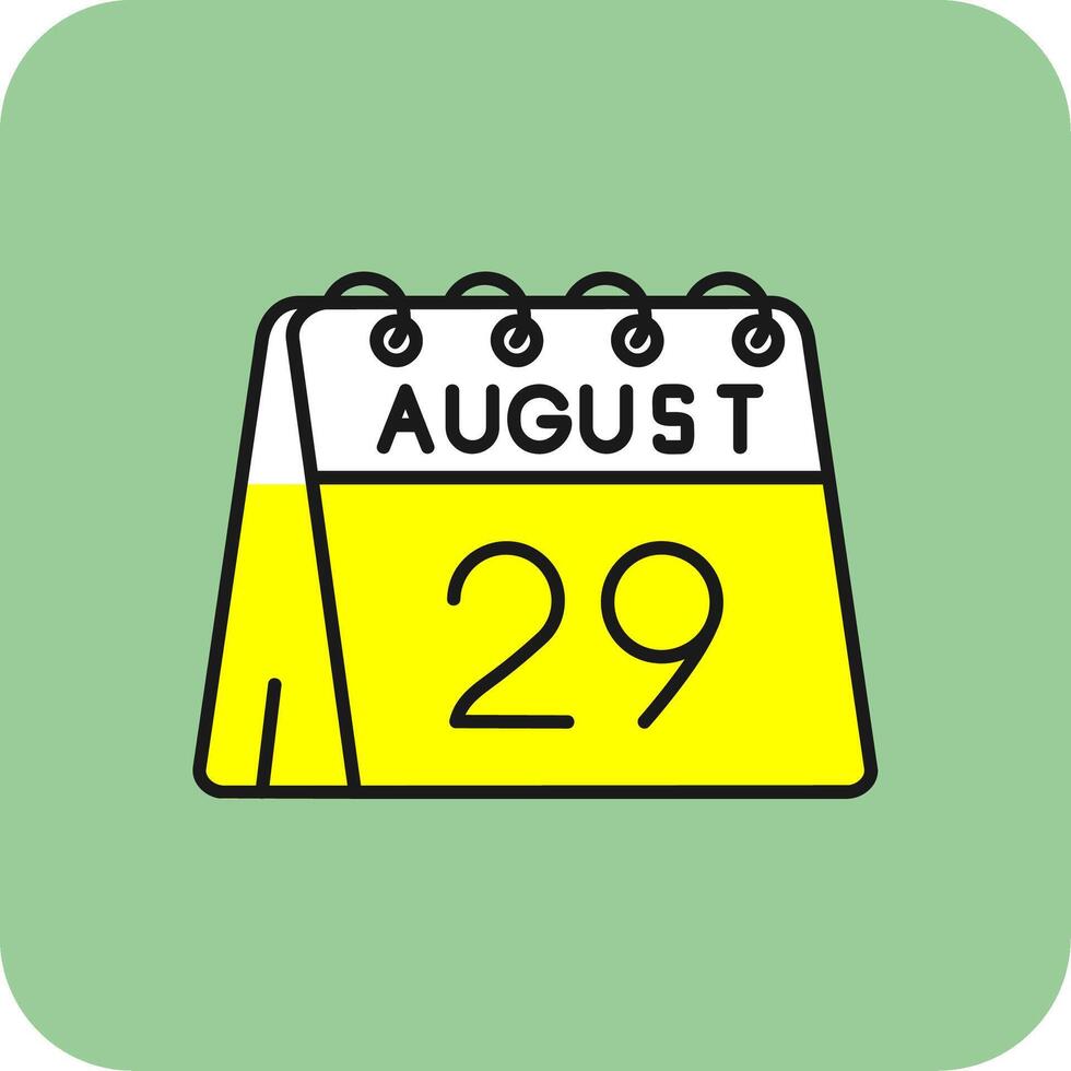 29e van augustus gevulde geel icoon vector