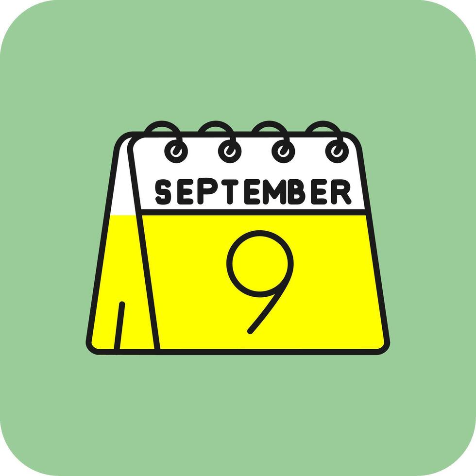 9e van september gevulde geel icoon vector