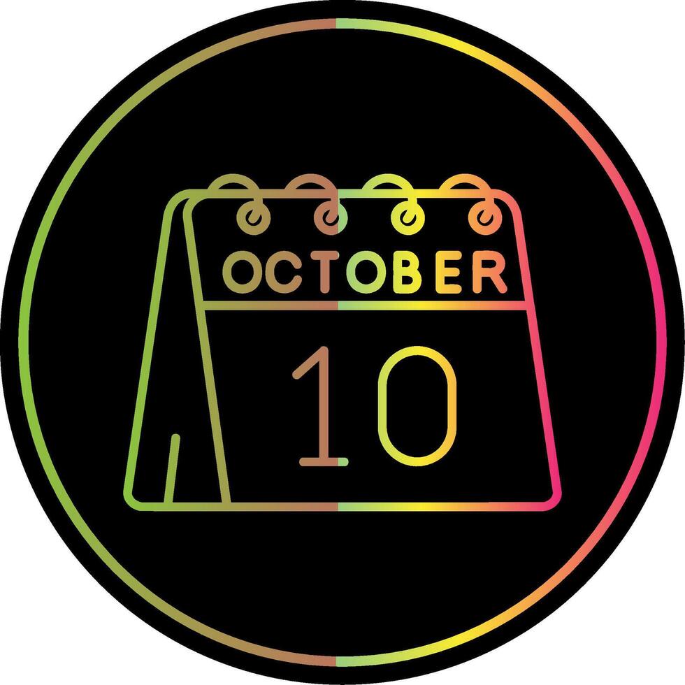 10e van oktober lijn helling ten gevolge kleur icoon vector