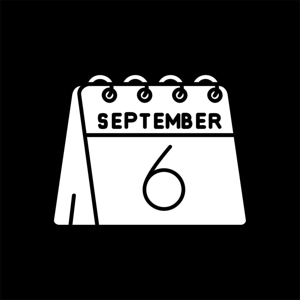 6e van september glyph omgekeerd icoon vector