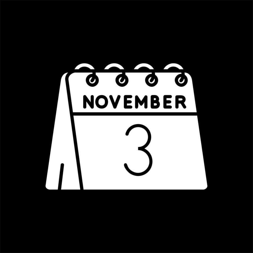 3e van november glyph omgekeerd icoon vector