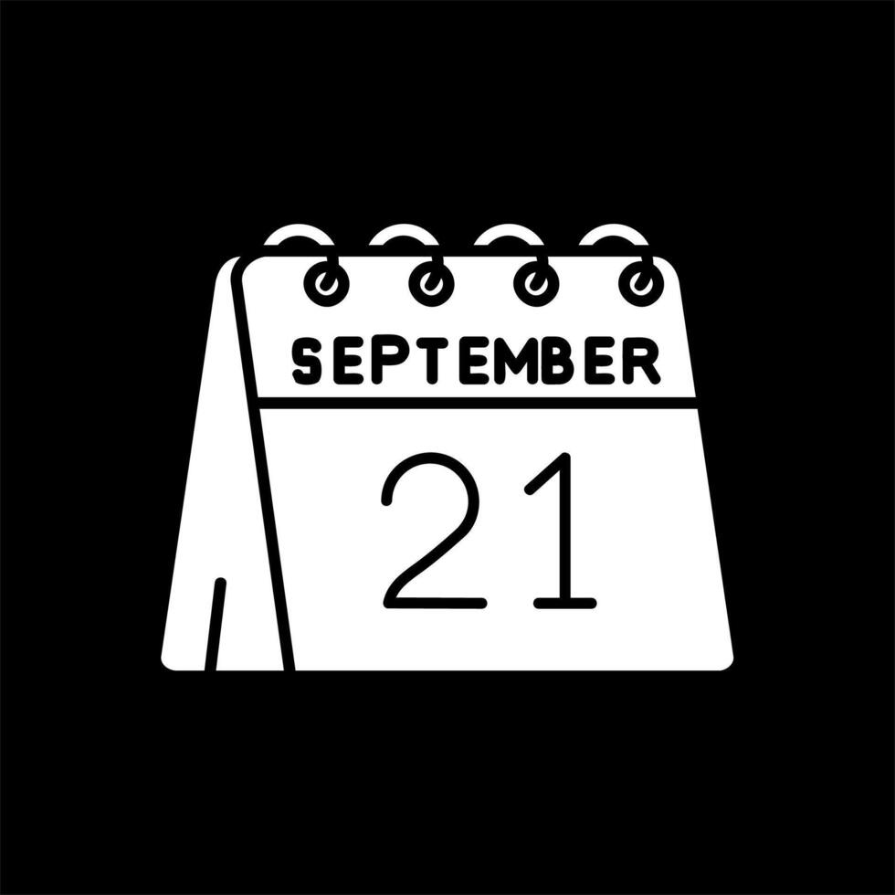 21e van september glyph omgekeerd icoon vector