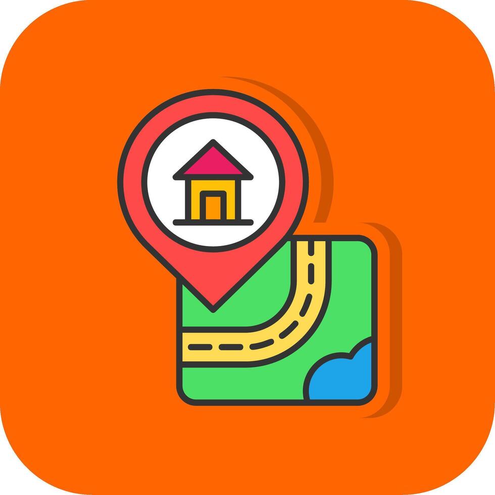 huis gevulde oranje achtergrond icoon vector