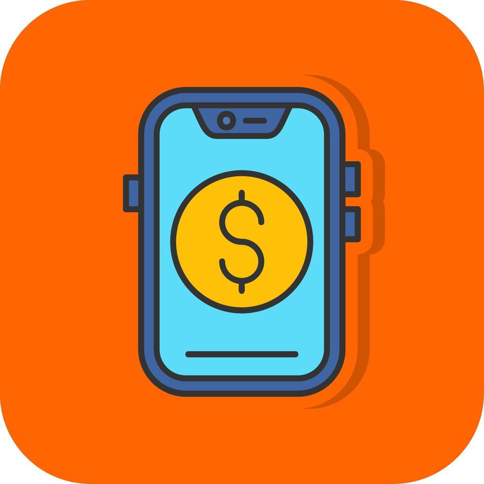 dollar gevulde oranje achtergrond icoon vector