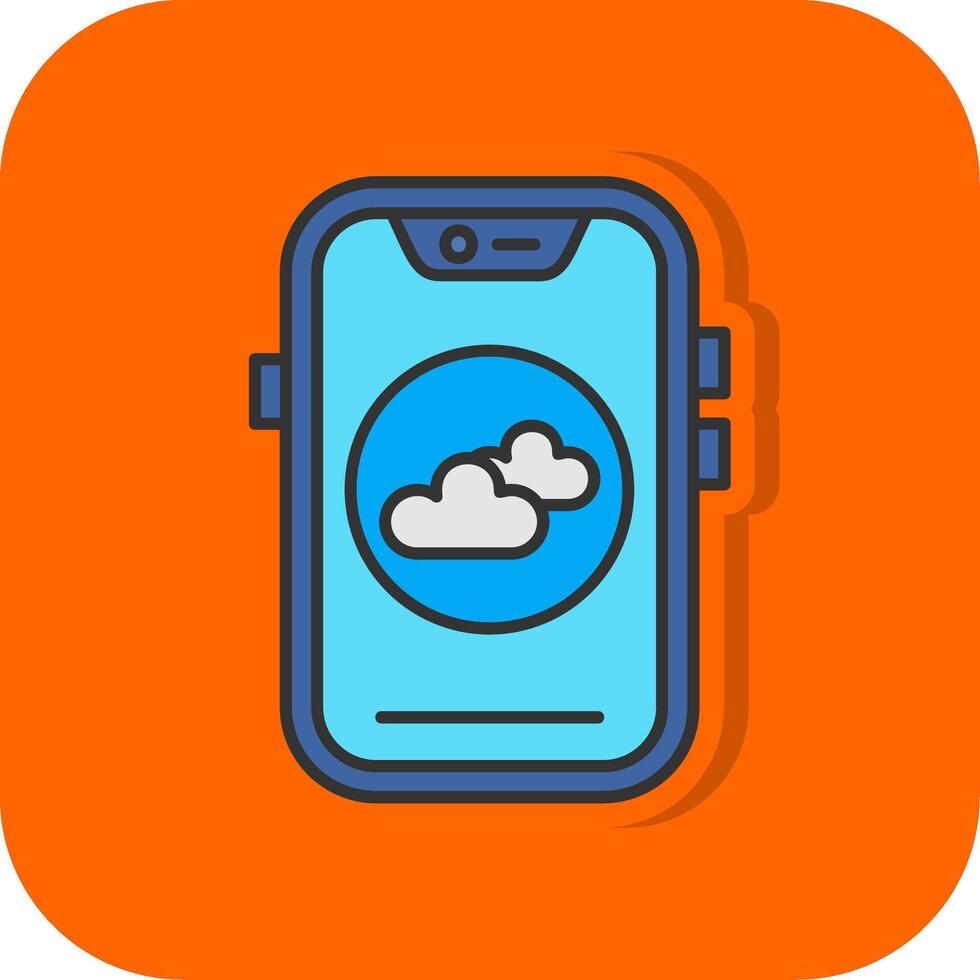 wolk gevulde oranje achtergrond icoon vector