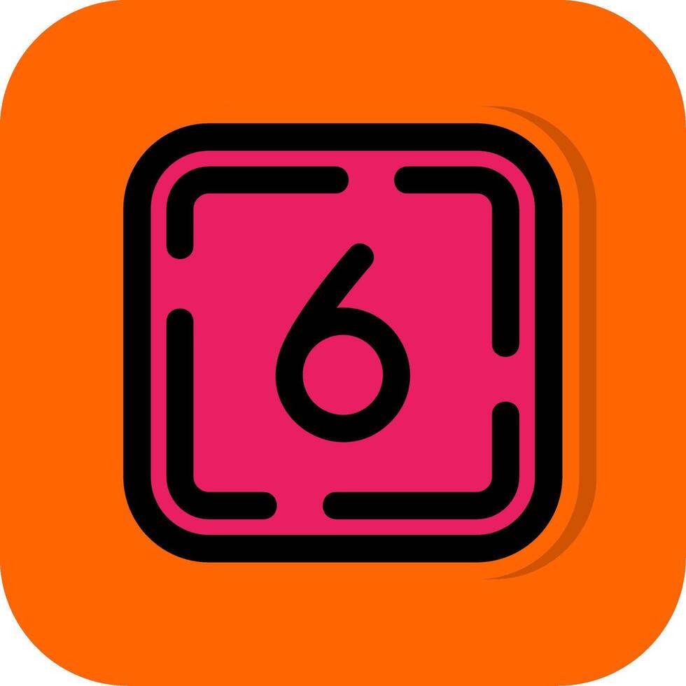 zes gevulde oranje achtergrond icoon vector