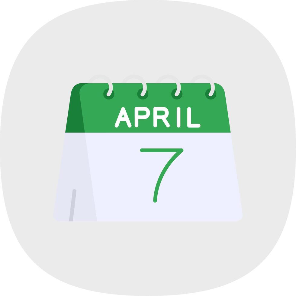 7e van april vlak kromme icoon vector