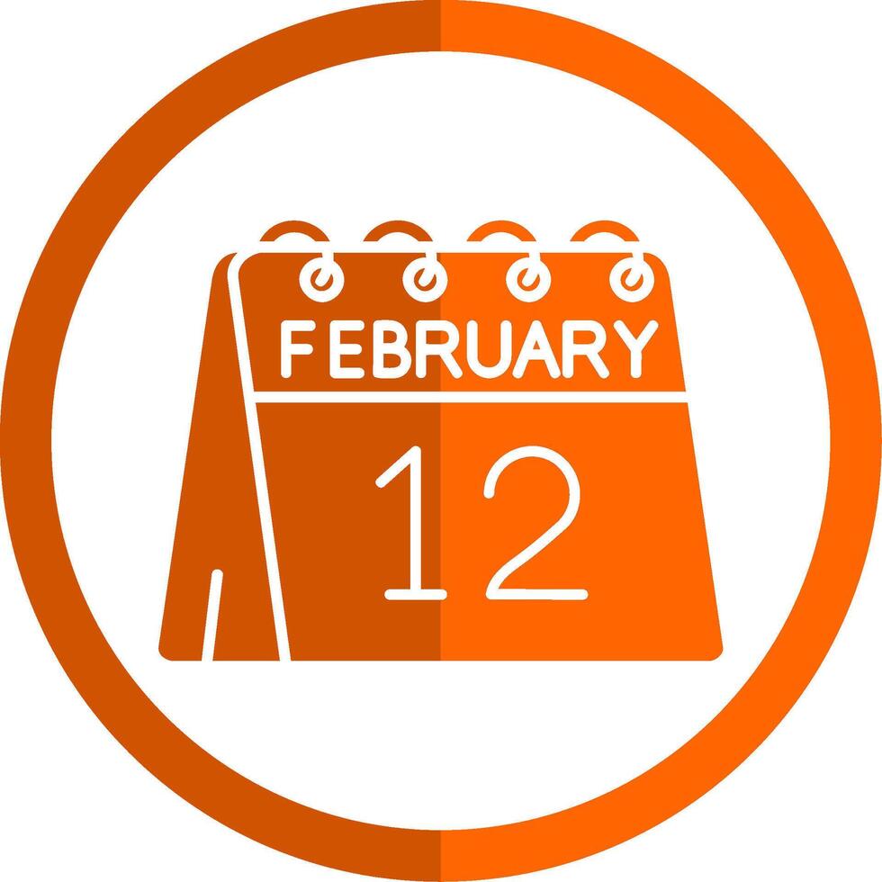 12e van februari glyph oranje cirkel icoon vector