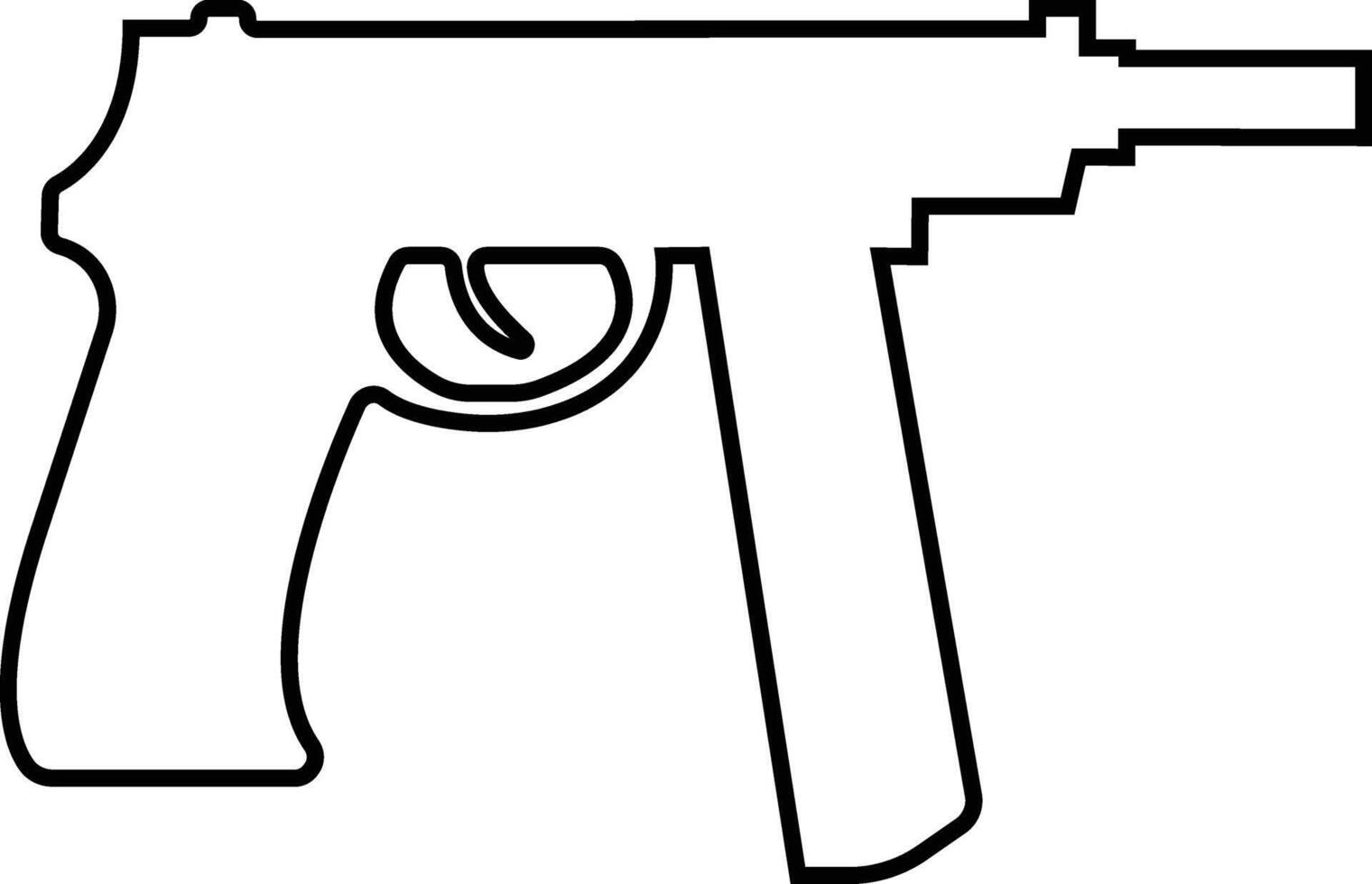 pistool icoon in lijn van leger en oorlog geïsoleerd Aan symbool vector voor apps en website. geweer, geweer, revolver voor wild west concept, Politie officier munitie of leger wapen.