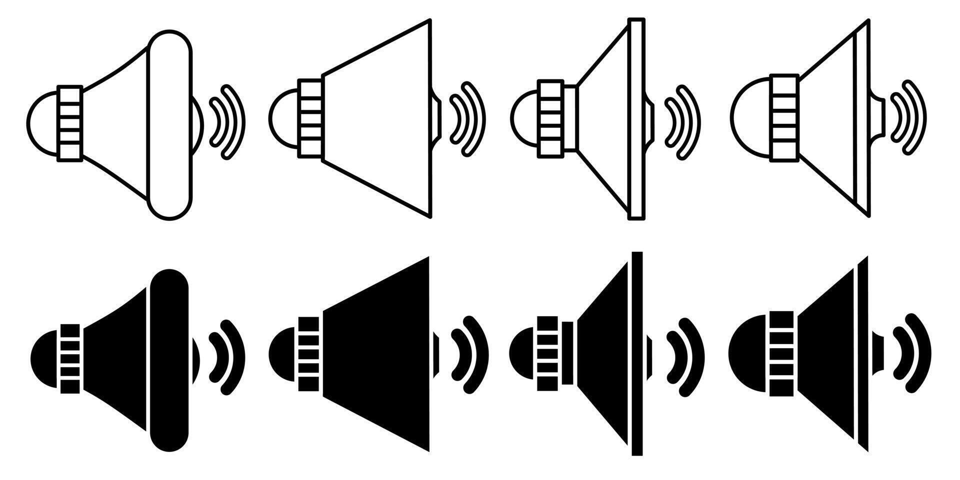 luidspreker. vector verzameling van luidspreker icoon illustraties. zwart icoon ontwerp.