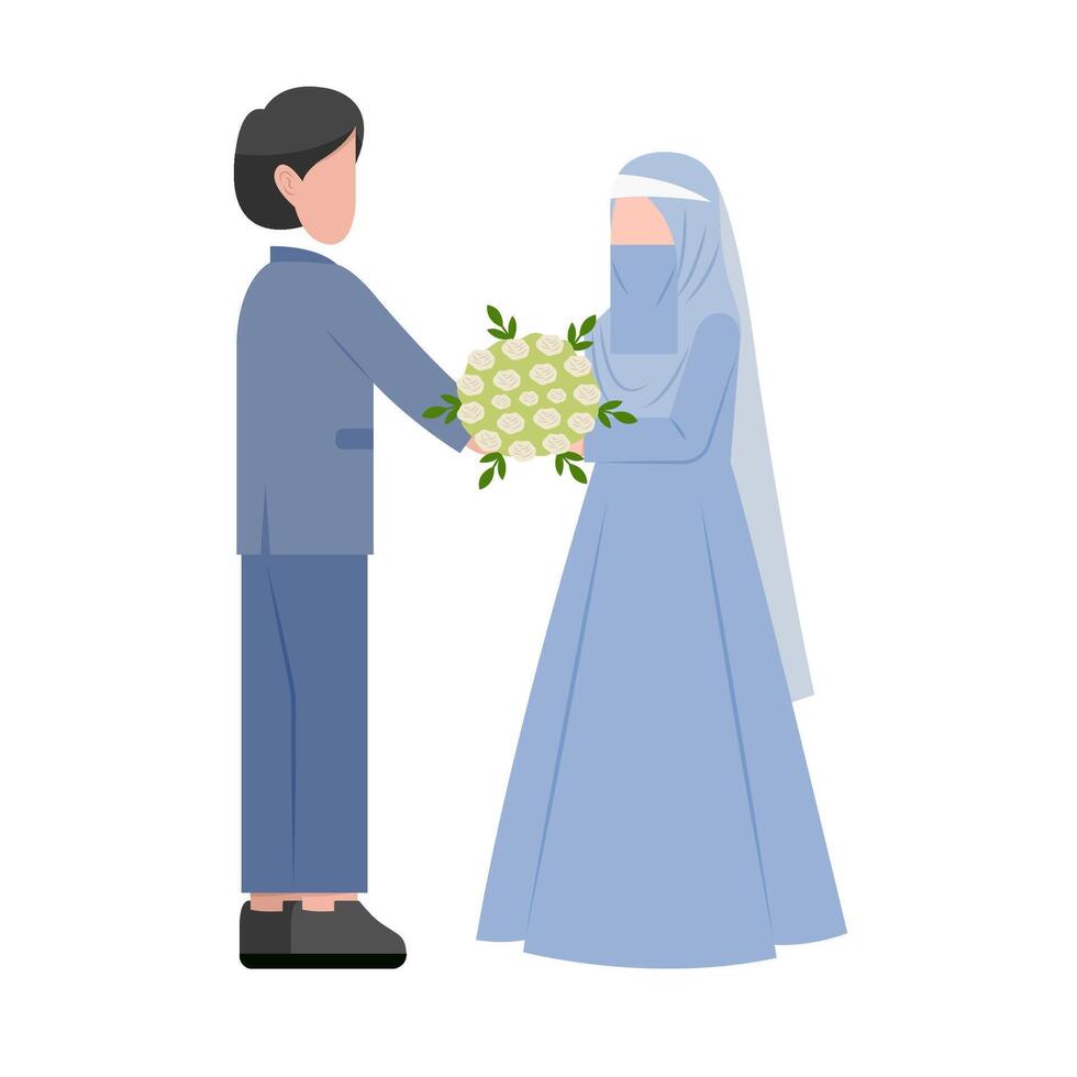 moslim bruidspaar vlakke afbeelding vector