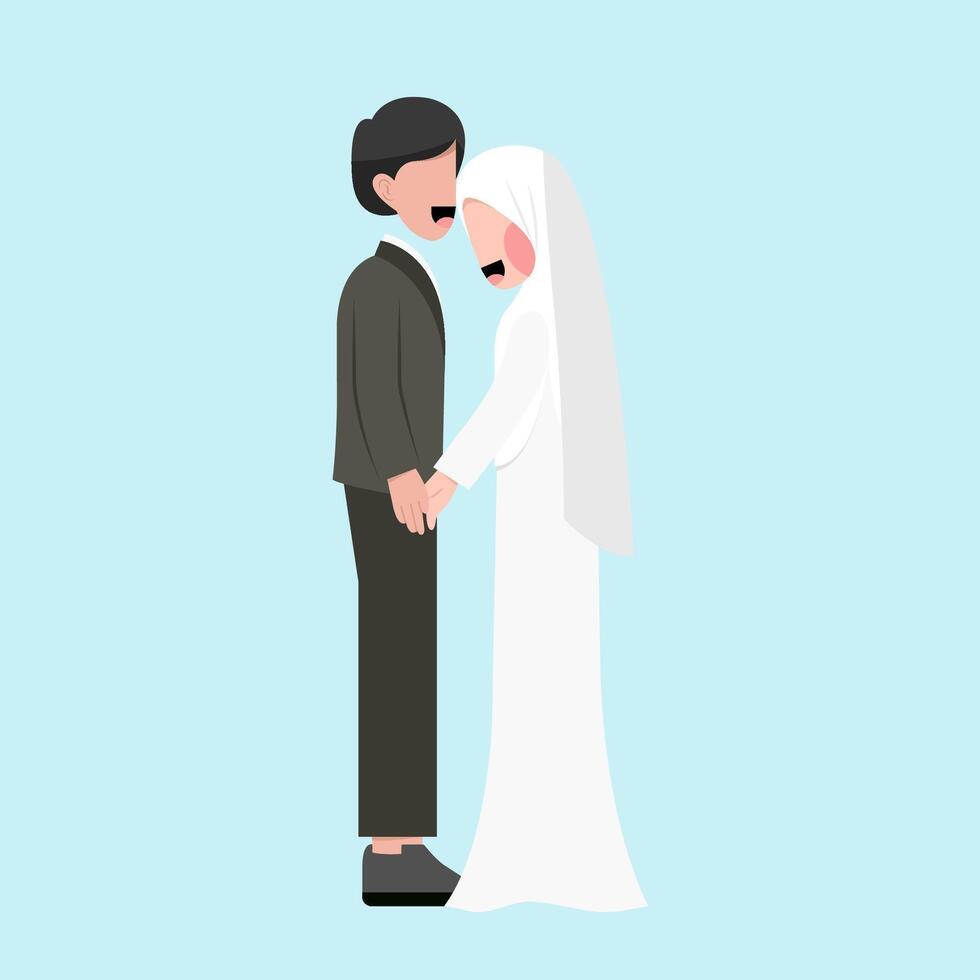 moslim bruidspaar vlakke afbeelding vector