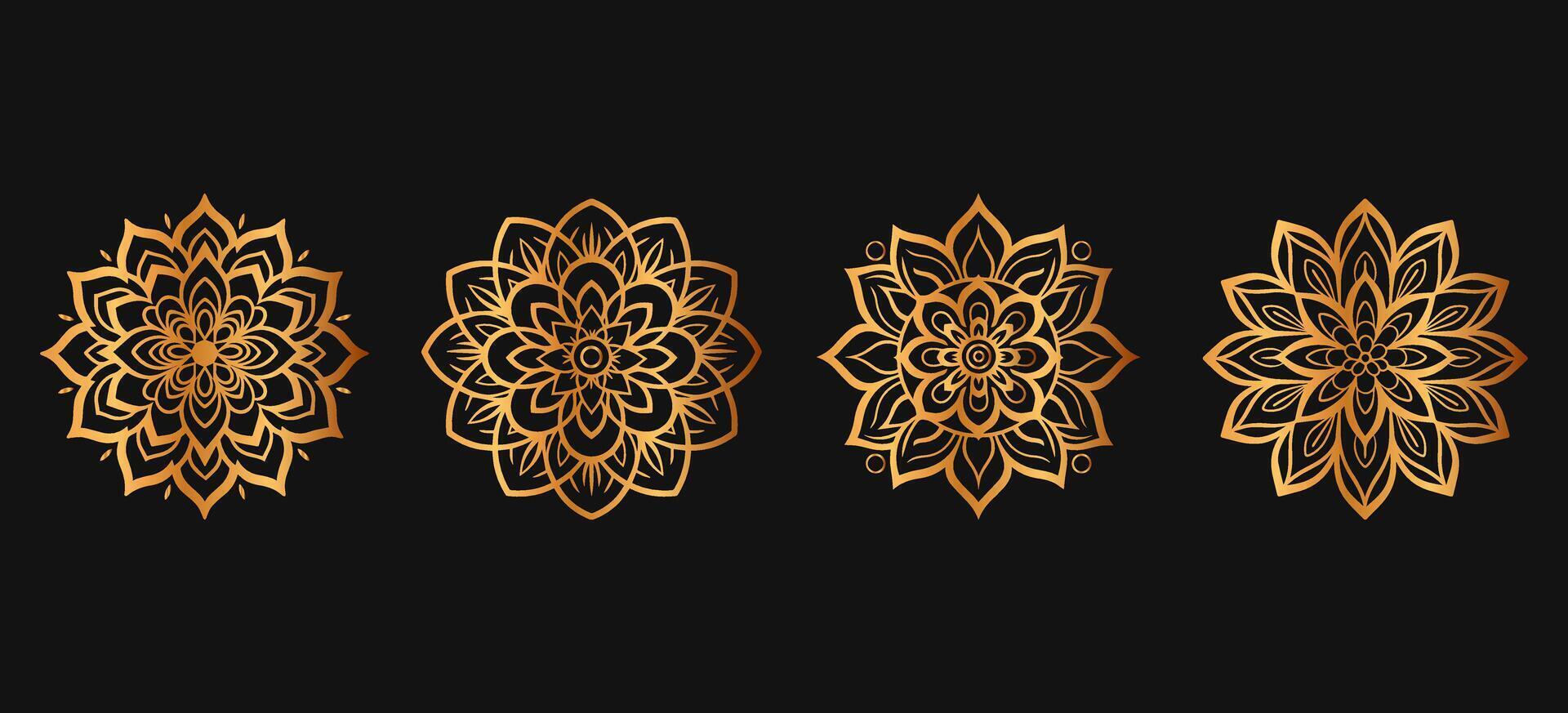 mandala. luxe gouden ronde ornament patroon. henna- tatoeëren mandala. mehndi stijl. luxe mandala, gouden patroon vector