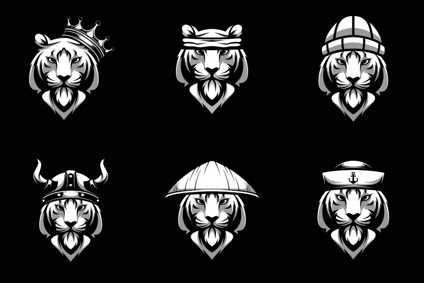 tijger bundel zwart en wit vector