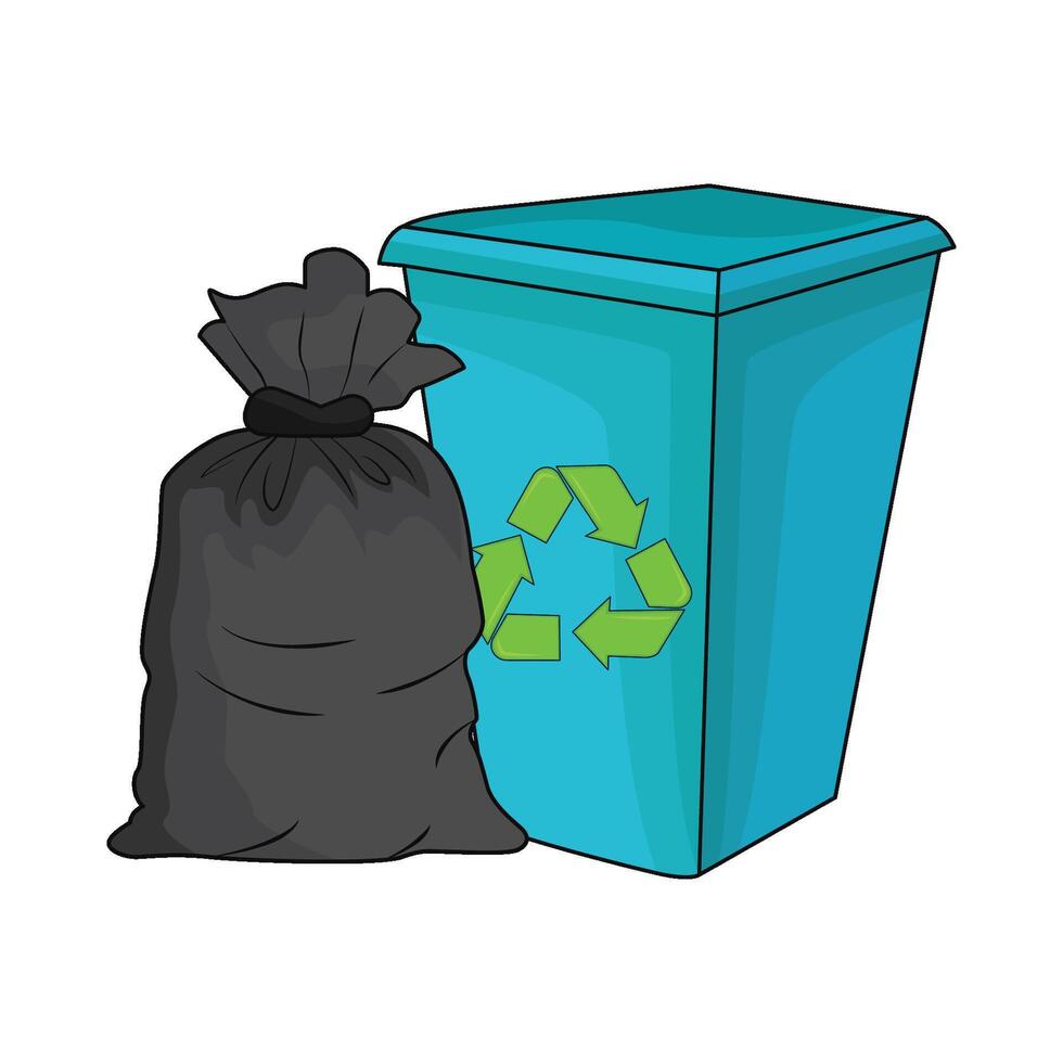 illustratie van uitschot kan en vuilnis zak vector