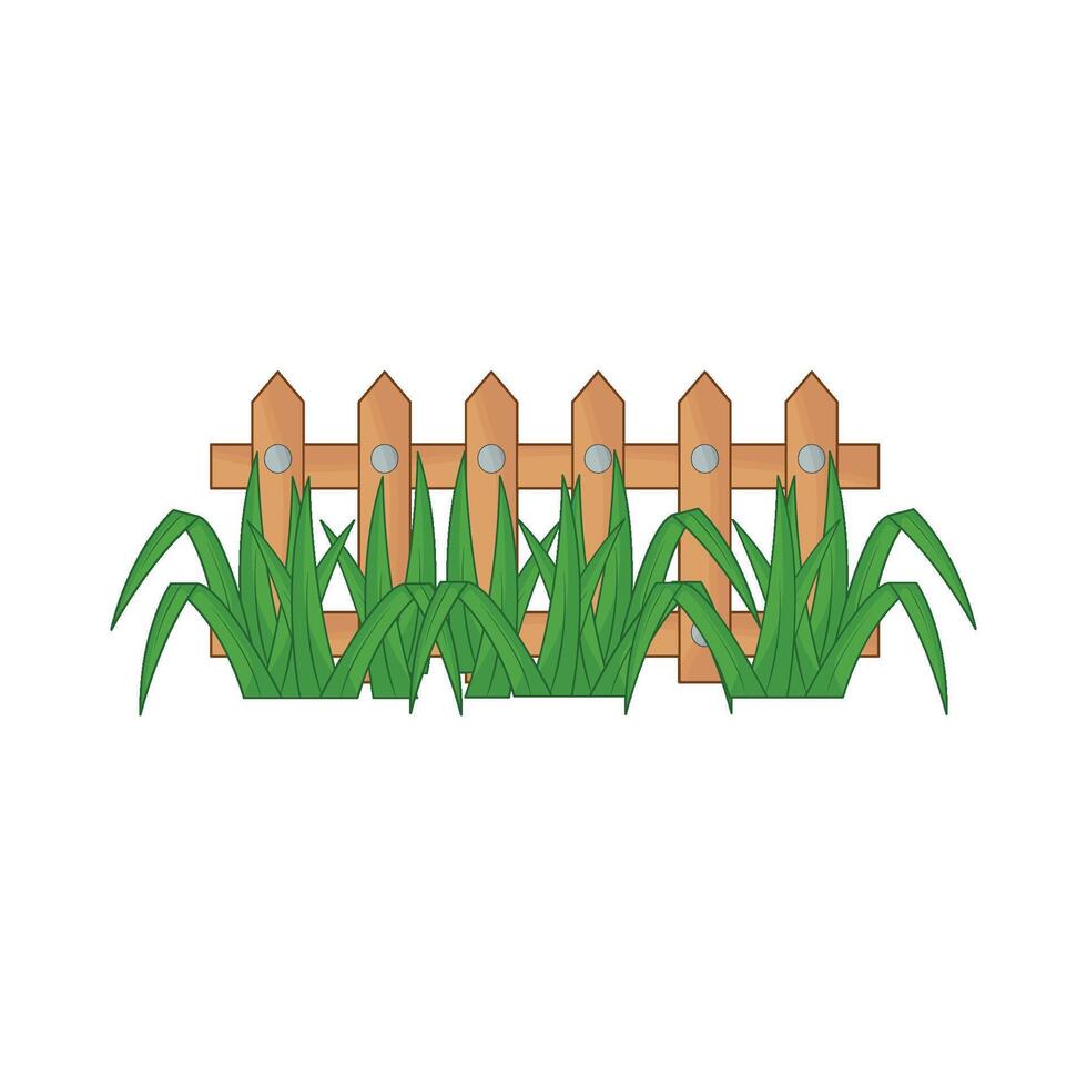 illustratie van houten hek met gras vector