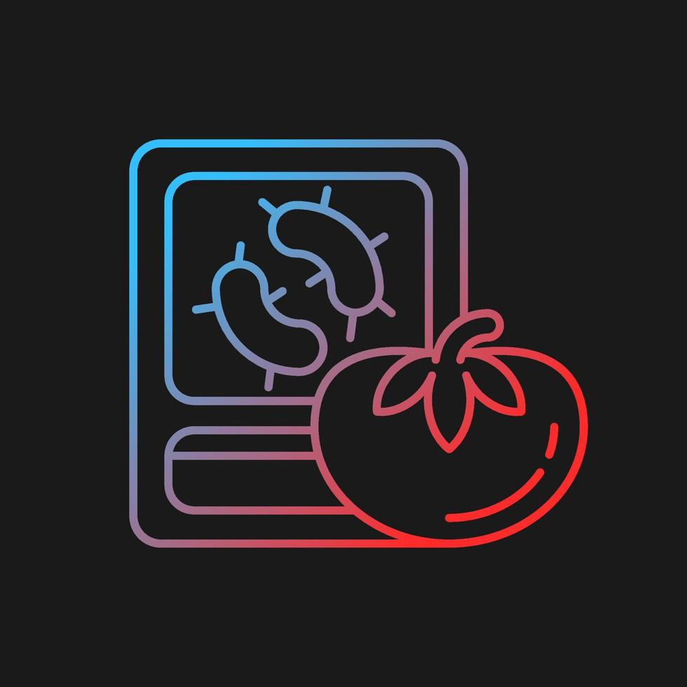 pcr voedsel testen verloop vector pictogram voor donker thema. menselijke ziekteverwekker. polymerase kettingreactie methode. analyse van voedsel. dunne lijn kleur symbool. moderne stijlpictogram. vector geïsoleerde overzichtstekening