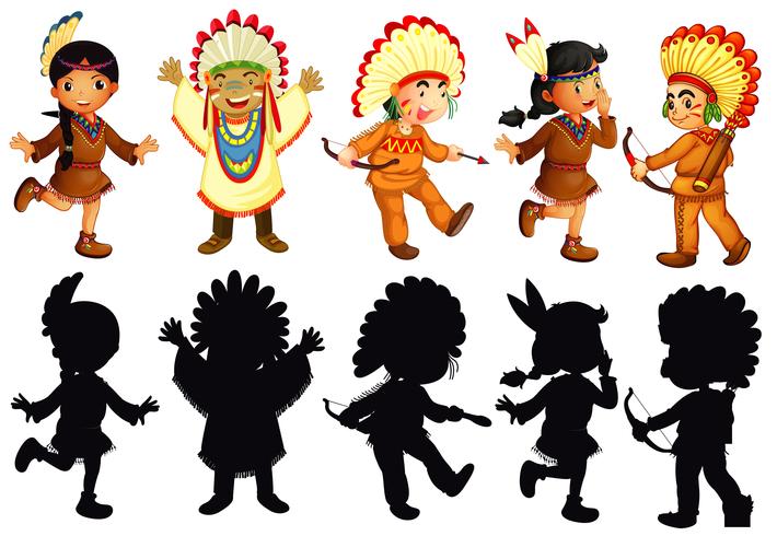 Set van native american karakter vector