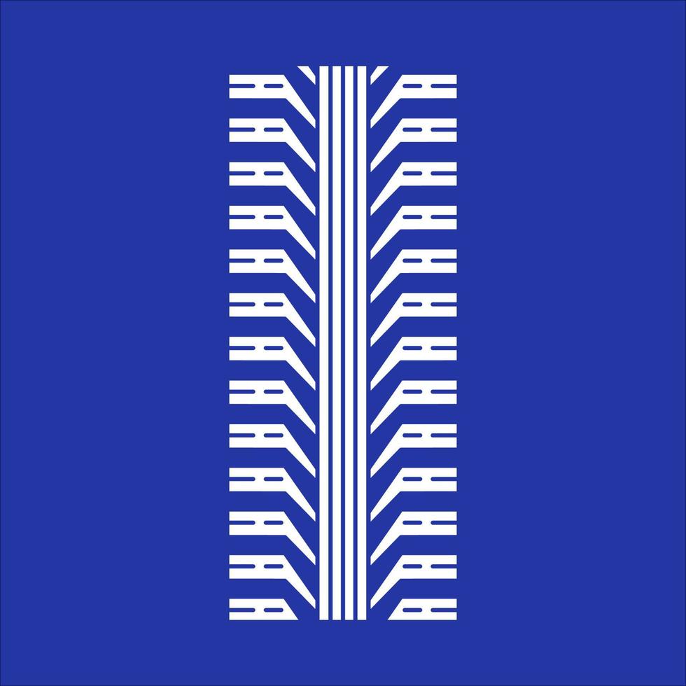 band loopvlak rgb wit pictogram. gedetailleerde auto-, motorbandensporen. autowielspoor met dikke groeven. voertuig bandenspoor. geïsoleerde vectorillustratie op blauwe achtergrond vector