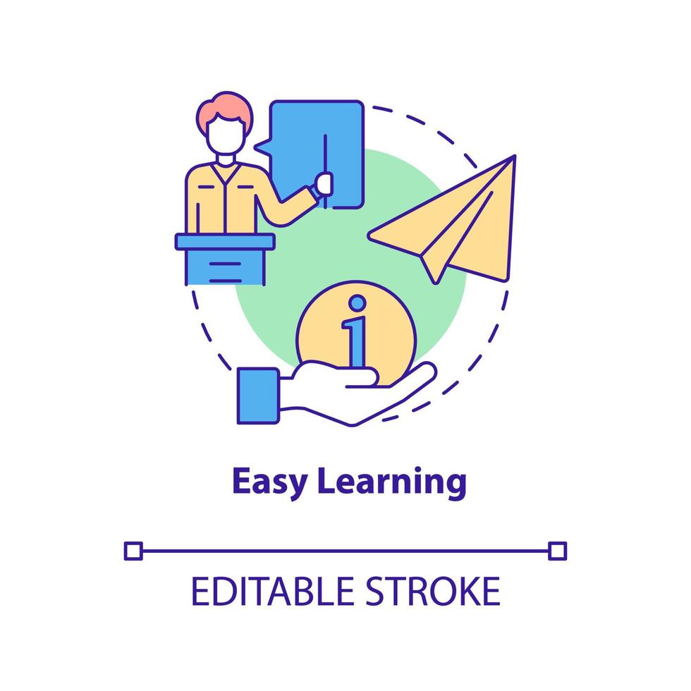 gemakkelijk leren concept icoon. rijschool voordelen abstracte idee dunne lijn illustratie. vaardigheden en kennis opdoen. cursus autorijden. vector geïsoleerde omtrek kleur tekening. bewerkbare streek