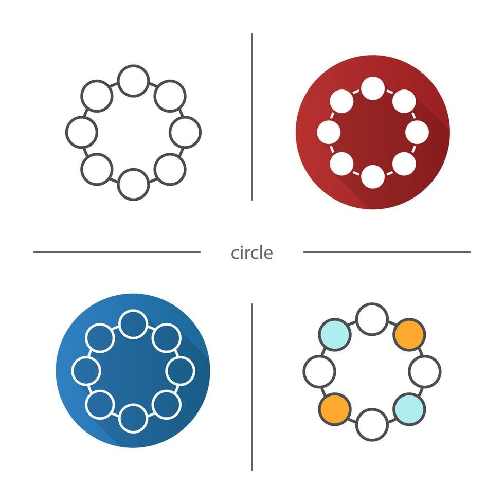 cirkel symboolpictogram. plat ontwerp, lineaire en kleurstijlen. gemeenschapsconcept. geïsoleerde vectorillustraties vector