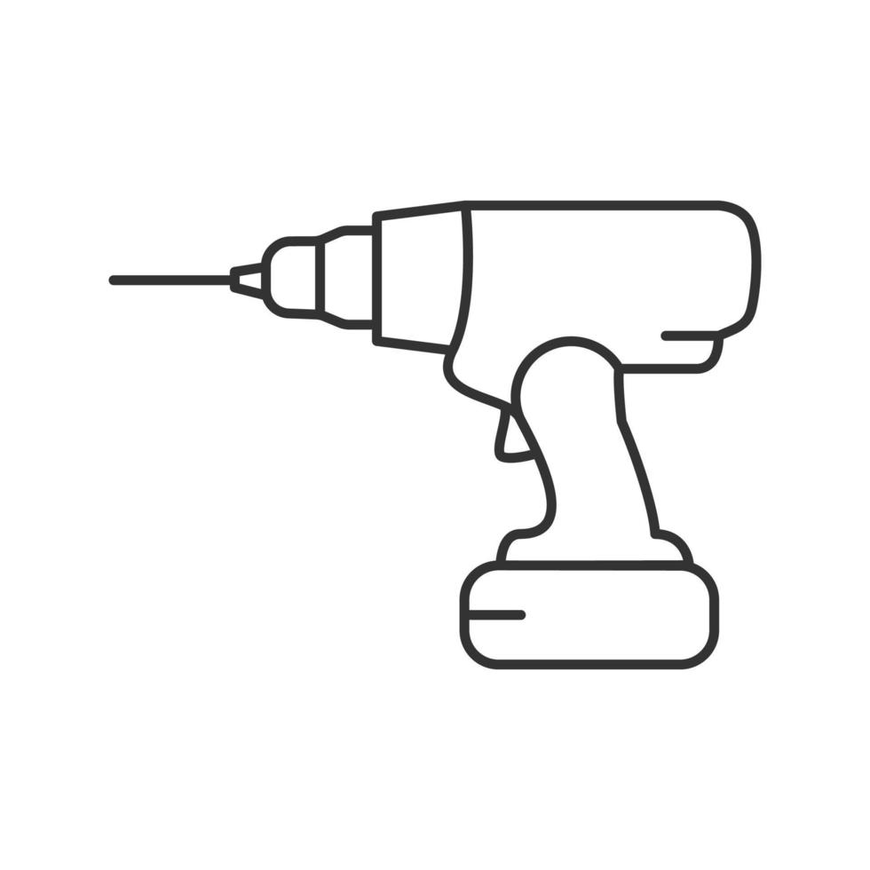 draadloze boor lineaire pictogram. dunne lijn illustratie. contour symbool. vector geïsoleerde overzichtstekening