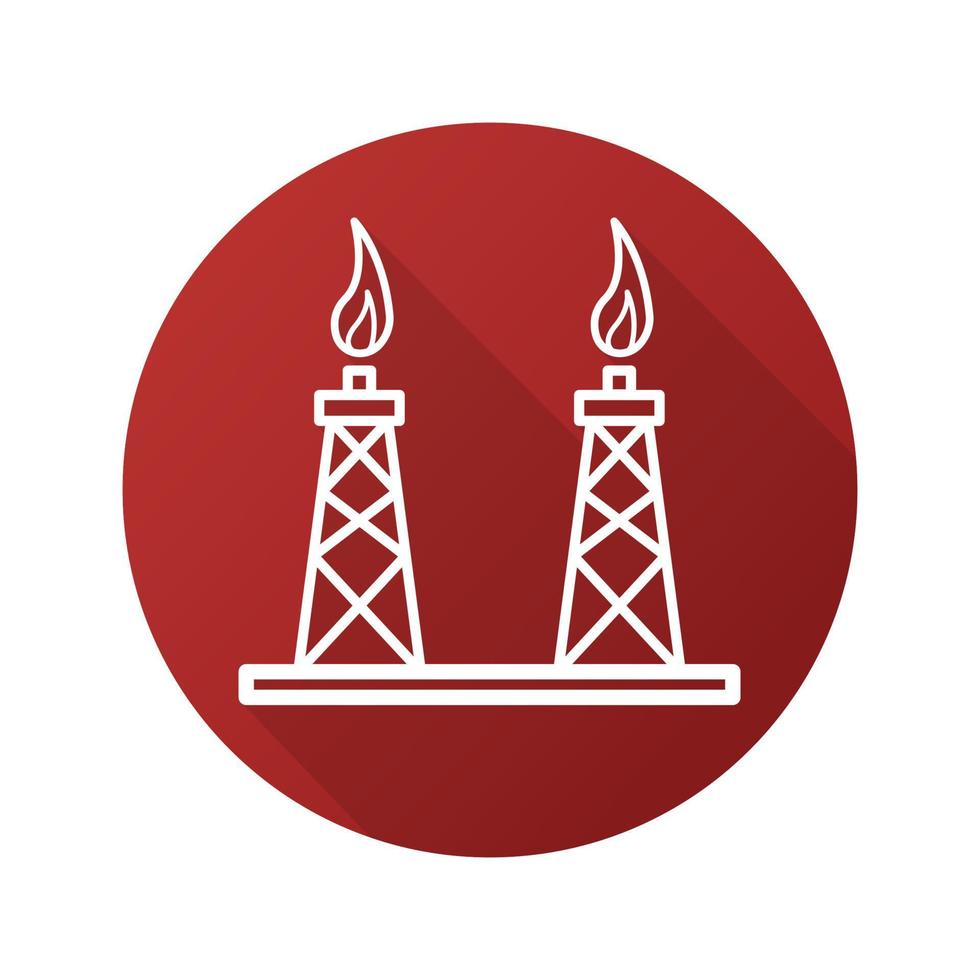 gastorens plat lineair lange schaduw icoon. gas boortoren. vector overzichtssymbool