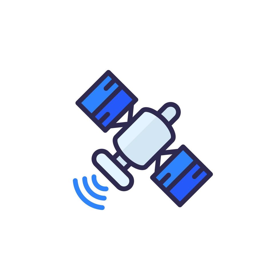 satellietpictogram op wit met omtrek vector