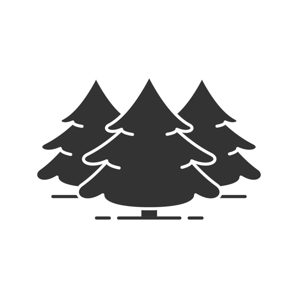 spar bos glyph pictogram. bosbouw silhouet symbool. sparren. kerstbomen. negatieve ruimte. vector geïsoleerde illustratie