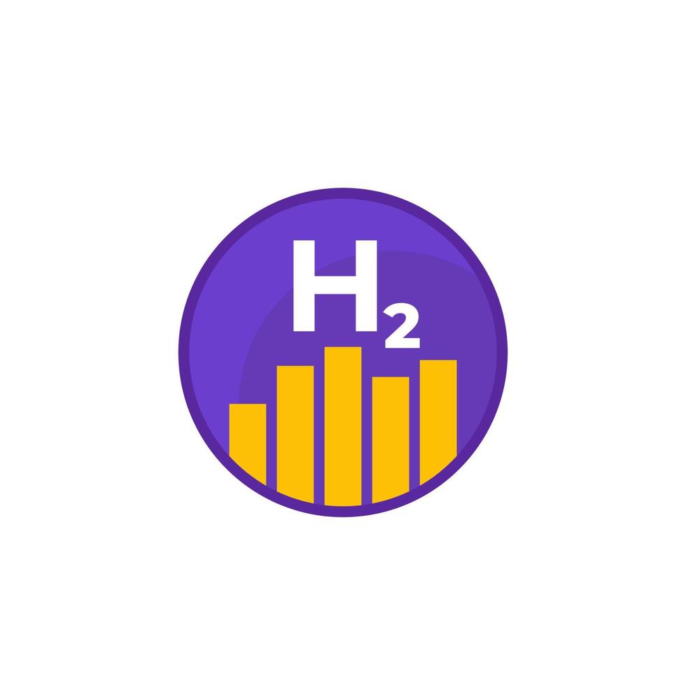 waterstofgas niveaus pictogram, platte vector