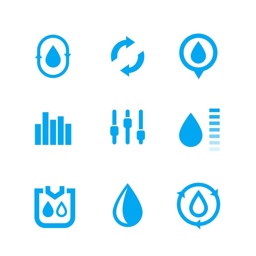 vochtigheid, watercontrole iconen set vector