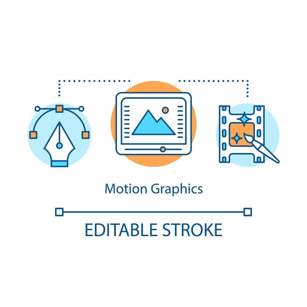 motion graphics concept icoon. visuele effecten idee dunne lijn illustratie. filmbewerking. aminering. video-postproductie. speciale effecten toevoegen. vector geïsoleerde overzichtstekening. bewerkbare streek