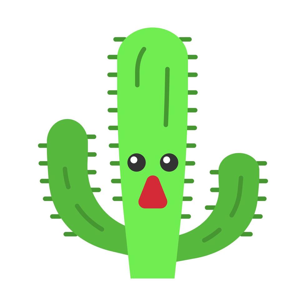 olifant cactus platte ontwerp lange schaduw kleur pictogram. pachycereus met een verbaasd gezicht. wilde cactussen. Mexicaanse gigantische cardon. verbaasde plant. kamerplant. vetplant. vector silhouet illustratie