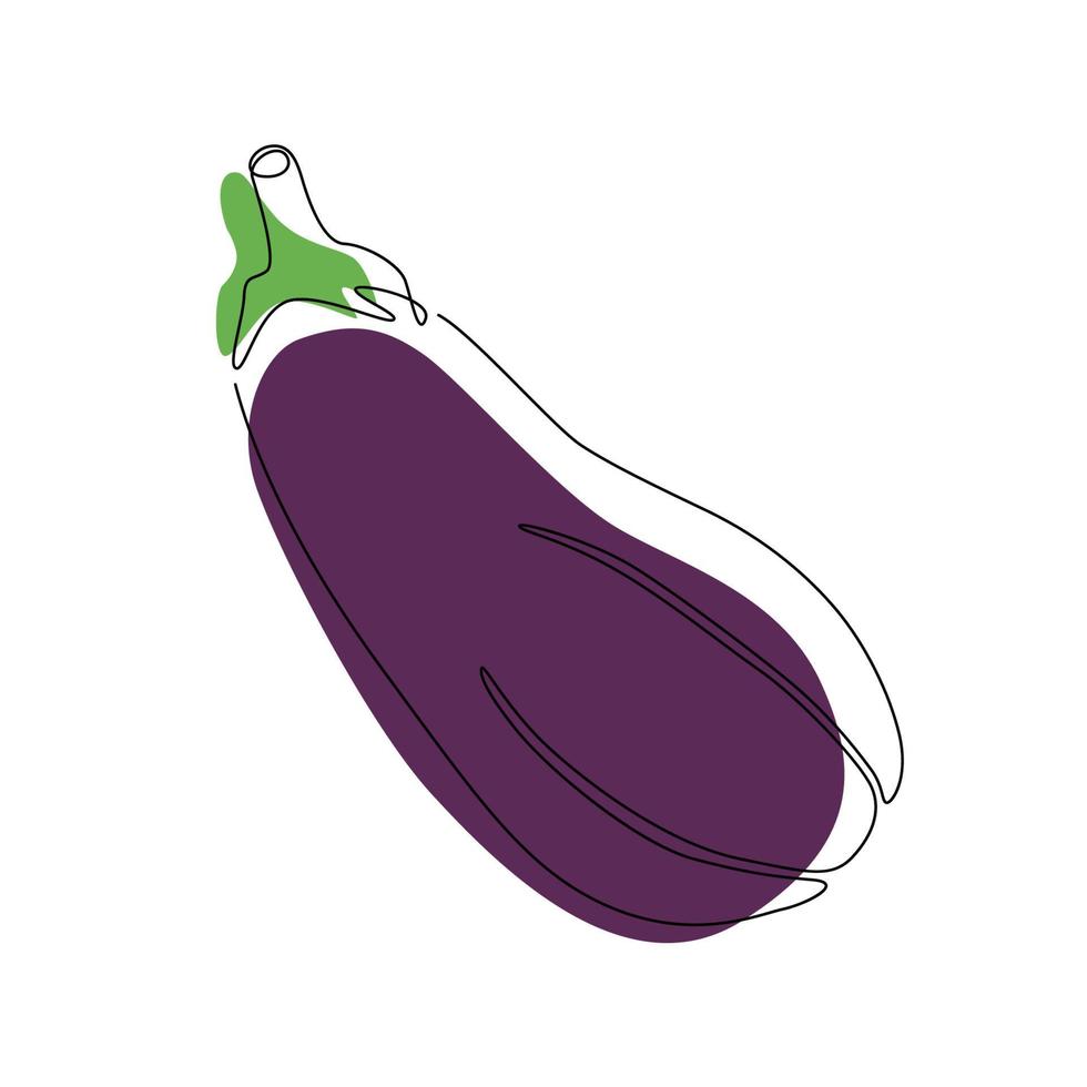 gestileerde aubergine geïsoleerd op een witte achtergrond. een lijn vector pictogram, logo of symbool. vectorillustratie.