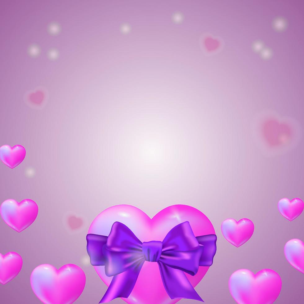 Valentijnsdag vierkante achtergrond. romantisch ontwerp met realistische harten. vector