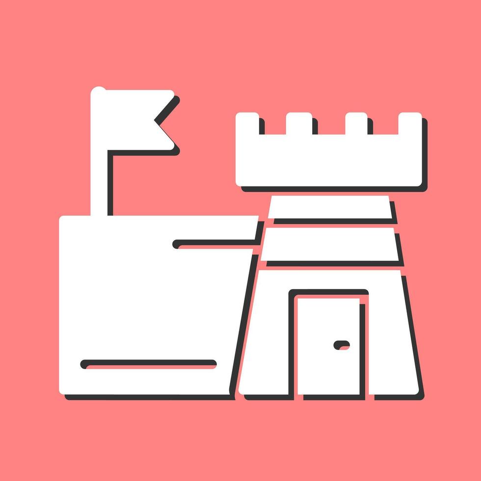 kasteel met vlag vector icoon
