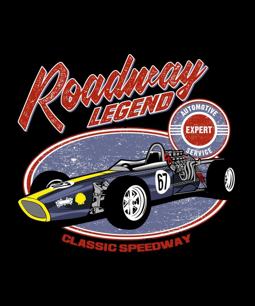 rijweg legende klassiek speedway retro ontwerp vector