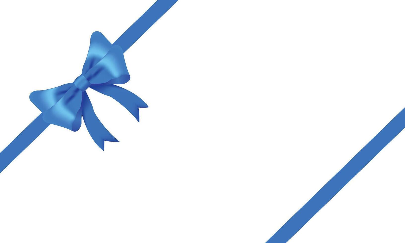 blauw boog realistisch glimmend satijn en lint plaats Aan hoek van papier met schaduw voor versieren uw bruiloft kaart, website of geschenk kaart, vector eps10 geïsoleerd Aan wit achtergrond.