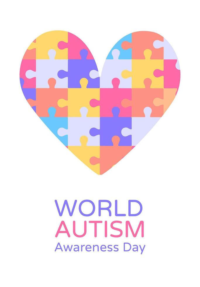 wereld autisme bewustzijn dag banier met puzzel hart. vector