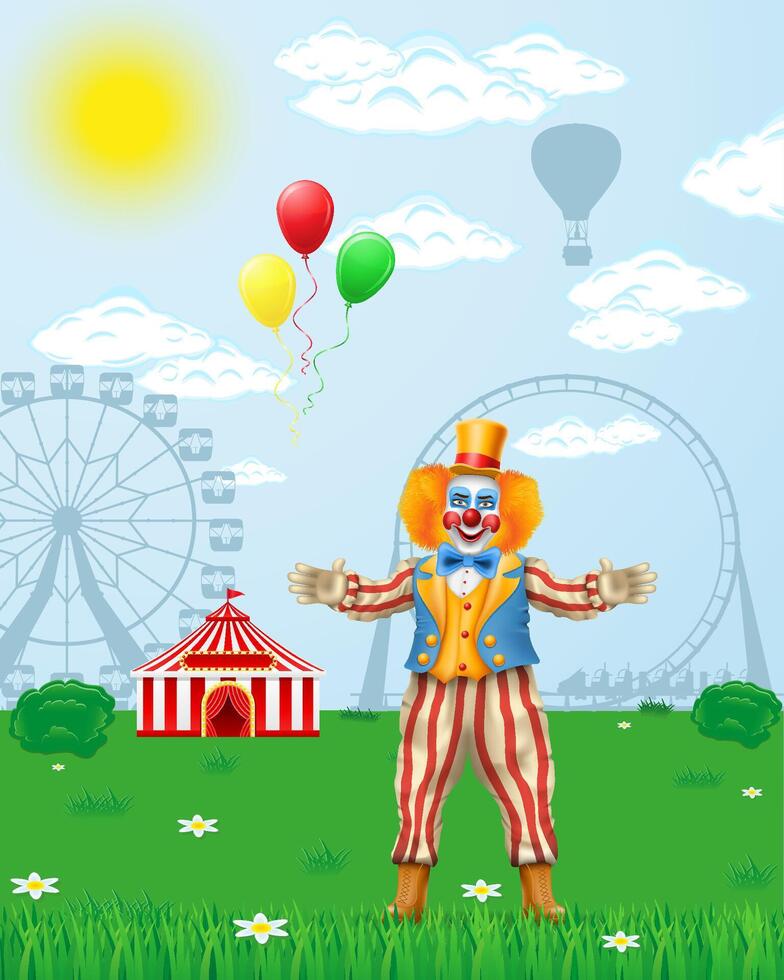 vrolijk clown acteur en circus karakter vector illustratie geïsoleerd Aan achtergrond