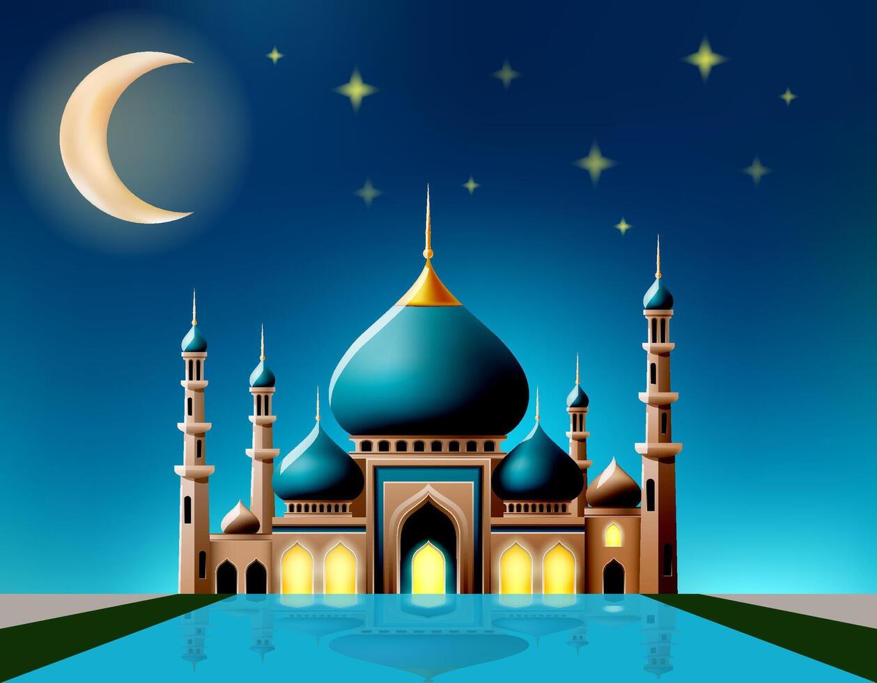 Islamitisch moskee moslims voor gebeden voorraad vector illustratie