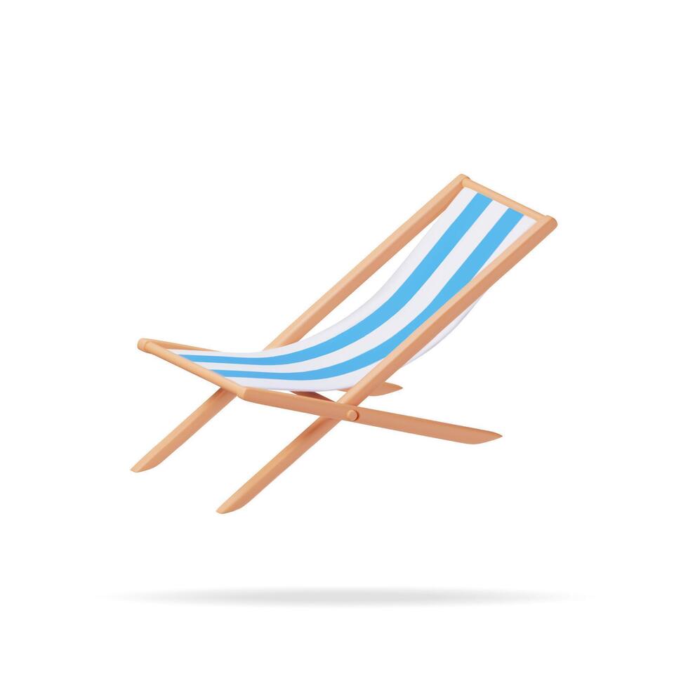 3d houten sjees lounge geïsoleerd. geven zon ligstoel, ligstoel, zonnebank, strand stoel. hout gestreept dek voor zonnen Aan vakantie. vector illustratie