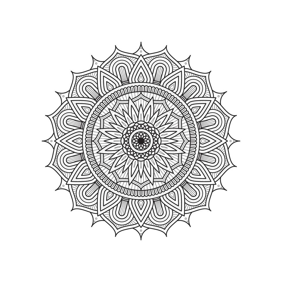 achromatisch zwart en wit stralend circulaire zonnestraal mandala vorm artwork patronen vector